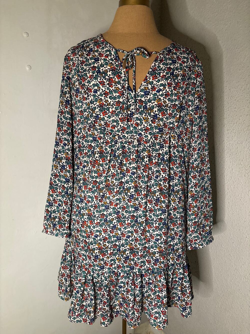 J. Crew Floral Print V- Neck with tie Boho Dress S Prairie Core Granny Coquette
